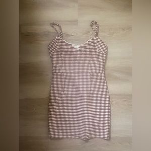 Brown Tahoe Gingham  Stretch Mini Dress
